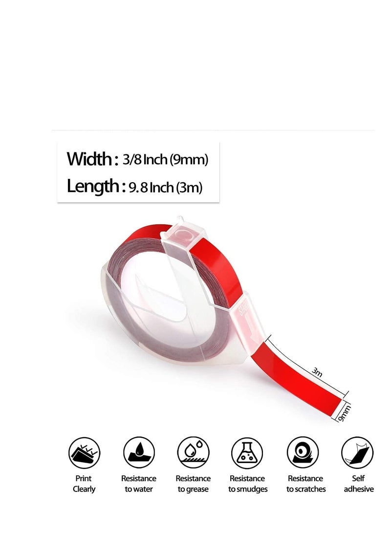 Plastic 3D Embossing Label Tape Self-Adhesive Compatible for Dymo Label Makers Organizer Xpress Pro 12965 DYM 12966 Old Rotex Embosser Office Mate II,3/8 Inch X 9.8 Ft - Image 4